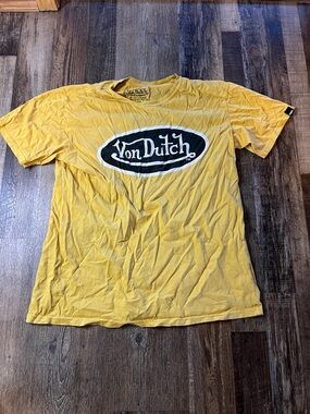 Von Dutch Yellow Short Sleeve Logo Tee